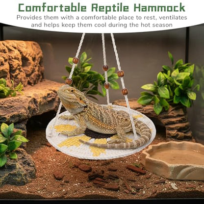 Reptile Hammock Large Bearded Dragon Bed Small Lizard Cage Habitat Tank Accessories Hanging Pet Platform Carrier for Lizard Cage Gecko Chameleon Birds Rats Gecko Lguana Reptiles Snakes