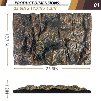 23.6x17.7in Rock Terrarium Background,3D Reptile Tank Background Board,Amphibian Stereo Backdrop Wall,Lizard Snake Gecko Spider Turtle Fish pet silo Background Decorative Panel(Yellow) - color: yellow-23.6"* 11.8"（1pcs）