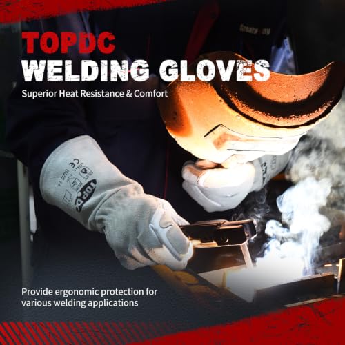 TOPDC Goatskin TIG Welding Gloves 14 Inch Large, Split Cowhide Back | Goatskin Leather with Split Cowhide Back and Reinforced Palm, Thumb, and Index Finger Supports TIG Welding Control - color: 14 Inch Goat Grain-large