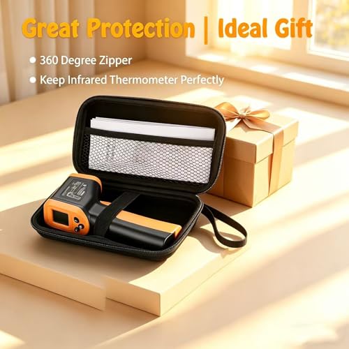 OnniOne Infrared Thermometer Temperature Gun for Cooking -58℉~1022℉ | Digital Thermometer Pizza Oven Blackstone Griddle, Laser Temperature Gun with Carrying Case, LCD Backlit (NOT for Human) - color: Black