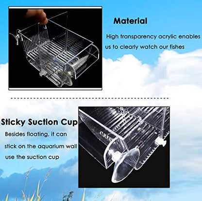 Cepetsma Fish Breeder Box - Hang-on Nursery Fish Tank With Breeding Hatchery, Perf for Aggressive & Injured Species - size: M