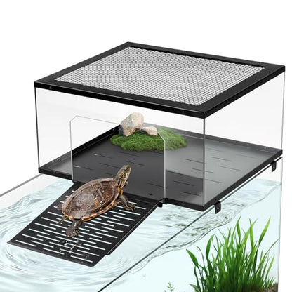 Turtle Basking Platform, Stainless Steel Ramp for 18-20" Aquariums | Rustproof 304 Stainless Steel Frame with Non-Slip Ramp; Hanging Dry Basking Zone; Tool-Free Assembly; Fits 18-20in Tanks