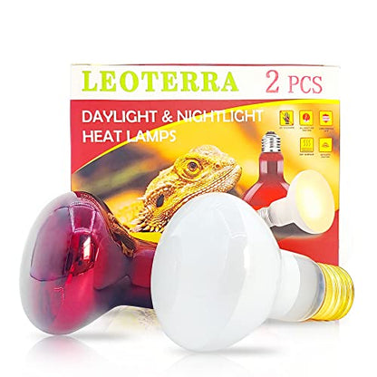 Leoterra 50w Reptile Basking Light Red Infrared Night Heat Lamp （Combo Pack） for Reptile Tanks,Reptiles,Turtle,Bearded Dargon,Lizard,Snakes Use Heat Bulb - style: H6350 Combo Pack