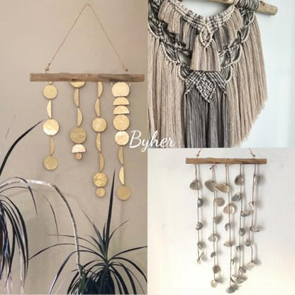15-Inch Driftwood Wall Hanging Jewelry Hanger - Rustic Wood Logs Hanging Branch Decor with 5 Hooks, Handcrafted from Natural Drift Wood Pieces for Crafts (Rustic)