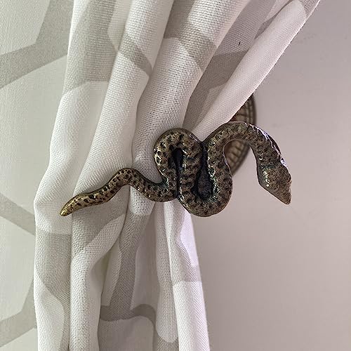 Animal Hook, Curtain Hold Back, Tie Back, Jewellery Hook, Antique Brass, Iron (Snake) - style: Snake
