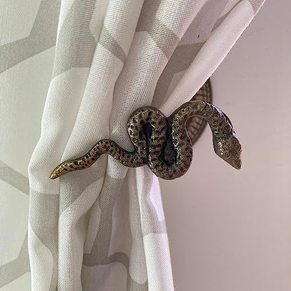 Animal Hook, Curtain Hold Back, Tie Back, Jewellery Hook, Antique Brass, Iron (Snake) - style: Snake