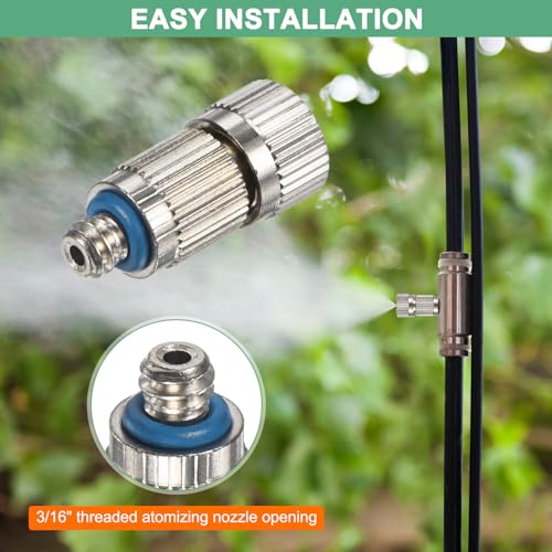 M METERXITY 20-Pack Brass Misting Nozzles, 0.024"/0.6mm Orifice Mister Nozzles Brass, High Pressure Spray Misting Nozzle Head for Outdoor Cooling System/Greenhouse/Landscaping [3/16] - size: 0.6mm