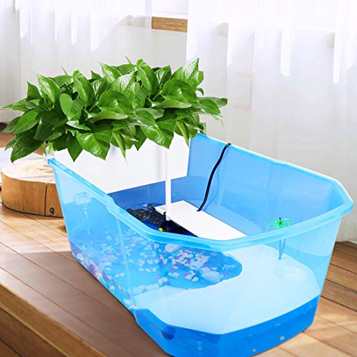 PINVNBY Plastic Turtle Tank Reptile Habitat Pet Terrariums Turtles Tank Aquarium Terrapin Topper Basking with Platform Plants,Durable,Safe, Non-Toxic(Blue) - color: Blue, size: 【1 PCS】