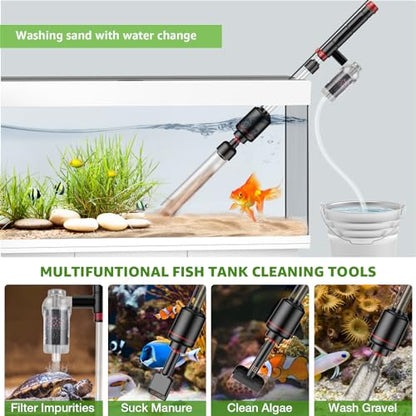 Electric Aquarium Vacemover Sand Wash Water Shower and Water Circulation, Timed Off