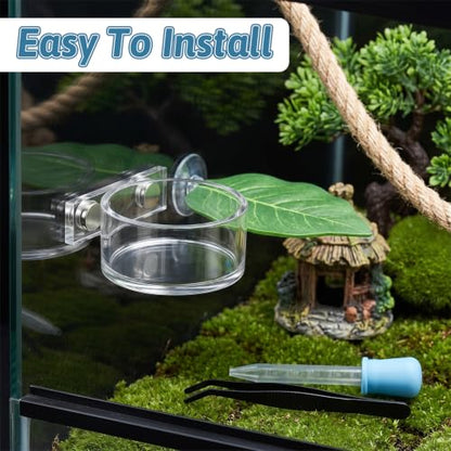 Jumping Spider Feeding Dish Set, Jumping Spider Enclosure Accessories Reptile Feeding Tongs, Magnetic Water Bowl with Dropper & Tweezer for jumpingSpider, Tarantula&Other Small Pets