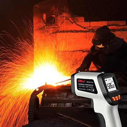 IR Laser Thermometer Temperature Gun, -58°F to 1022°F Non-Contact Infrared Temp Gun with Adjustable Emissivity & LCD Display for Cooking, Ice Tea Making, BBQ, Industrial and Objects - color: Gray -58°F ~ 1022°F