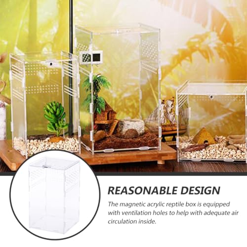 NUOBESTY Magnetic Modular Reptile Breeding Box 12x12x20cm High Transparency Pet Spider and Reptile Storage Holder Terrarium Suitable for Breeders and Transport