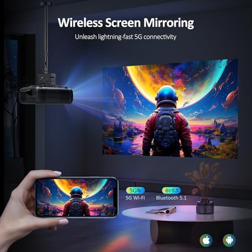 NexiGo PJ40 (Gen 3) Projector with WiFi and Bluetooth, D65 Calibrated, Native 1080P, 4K Supported, Projector for Outdoor Movies, 20W Speakers, Home Theater, Compatible w/TV Stick, iOS, Android