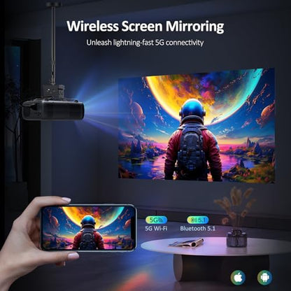 NexiGo PJ40 (Gen 3) Projector with WiFi and Bluetooth, D65 Calibrated, Native 1080P, 4K Supported, Projector for Outdoor Movies, 20W Speakers, Home Theater, Compatible w/TV Stick, iOS, Android