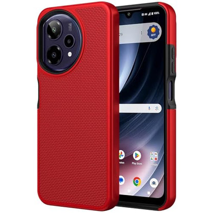 for Cricket Icon Pro SN512C 2026 Slim Dotted Hybrid Cover Phone Case + Extreme Band (Red) - color: Red