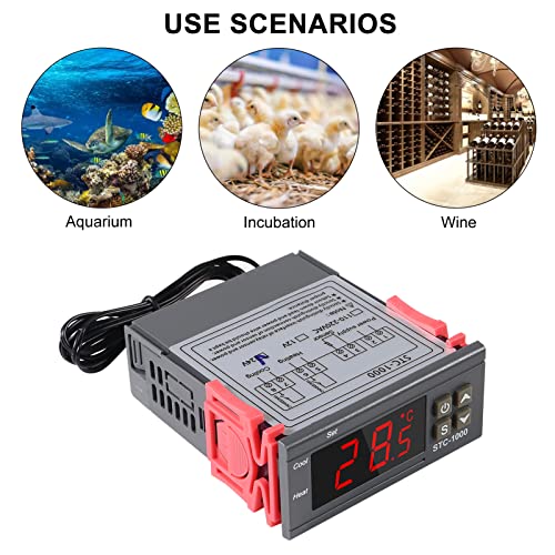 2Pcs STC-1000 Digital Temperature Controller 24V Thermostat Incubator Thermoregulator Relay Heating Cooling with Sensor Probe Cable - size: 24V