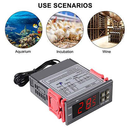 2Pcs STC-1000 Digital Temperature Controller 24V Thermostat Incubator Thermoregulator Relay Heating Cooling with Sensor Probe Cable - size: 24V