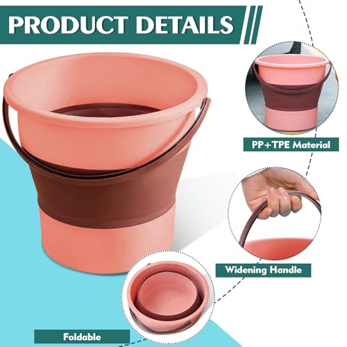 Collapsible Bucket 1.3 Gallon/5L Small Plastic ousehold Cleaning Mop Buckets Foldable Water Bucket for Car Wash Fishing Camping Beach (Pink) - color: Pink