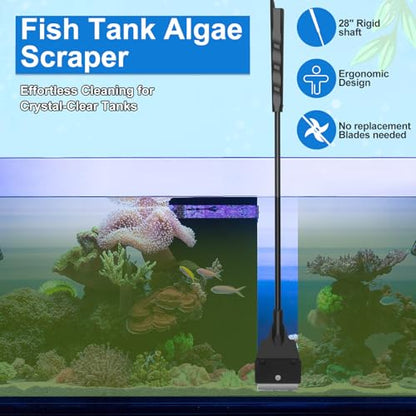 Fish Tank Cleaning Kit Set of 4 Pieces, Aquarium Siphon Algae Scraper Aquarium Net Algae Remover for Fish Tank, Aquarium Cleaner Vacuum Suitable for Changing Water and Cleaning Fish Tanks | Lanswood