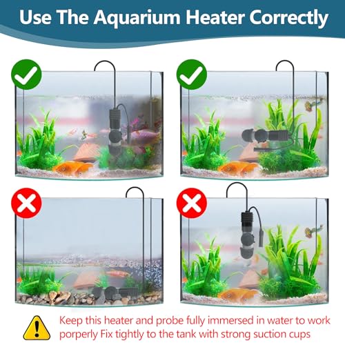 Small Aquarium Heater 25W Submersible Fish Tank Heater for 1-5 Gallons, Dual LED Display Temperature Controller, Suitable for Saltwater and Freshwater, Mini Water Heater for Betta/Turtle Tank - size: 25W
