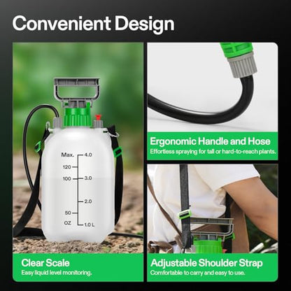 VIVOSUN 1 Gal/4L Pump Sprayer, Garden Water Sprayer for Plants, Weeds & Lawn Care, with 3 Nozzles, 50'' Long Hose & Pressure Relief Valve (Pack of 2) - size: 1.0 gal (Pack of 2)