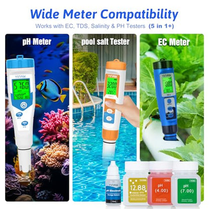 pH Calibration Solution 4.00/7.00 & 12.88 mS/cm ×2 | Conductivity & Salinity Calibration Fluid for EC TDS Meter, Pool Salinity Calibration, Saltwater Pools, Aquariums,SPA - color: green