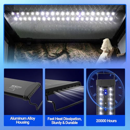 REPTIZOO UVB Reptile Light with Dimming, 24 inch UVA UVB LED Lamp for Bearded Dragon Turtle, 18W UVB Bulb Aluminum Fixture with Controller, 5 UVI Auto Mode, 0–100% Dimming & 9 Timer, Power-Off Memory - size: 24“