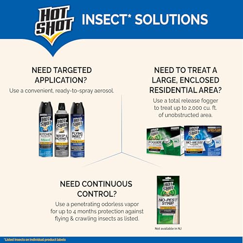 Hot Shot No-Mess! Fogger With Odor Neutralizer 3 Count-1.2 Ounce Cans, Kills Hidden Bugs, No Need To Turn Off Pilot Lights | Kills Hidden Bugs on Contact, Use in Apartments, Homes, Attics, Basements, Cabins & More, Treats 2,000 Cu. Ft., Non-Staining - siz