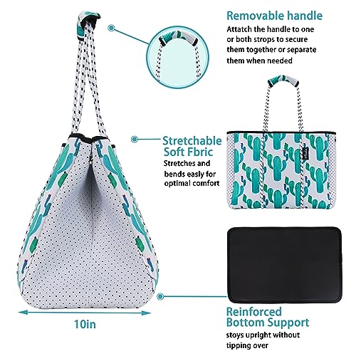Hibala Neoprene Multipurpose Beach Bag,Gym/Travel/Pool Bag,Tote For Women&Men - color: Cactus