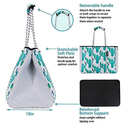 Hibala Neoprene Multipurpose Beach Bag,Gym/Travel/Pool Bag,Tote For Women&Men - color: Cactus