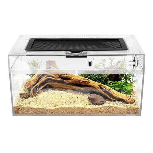 PC Large Reptile Terrarium Starter Kit,Magnetic Jumping Spider Enclosure,Hermit Crab Tank,Arboreal Tarantula Cage for Praying Mantis,Frog Vivarium