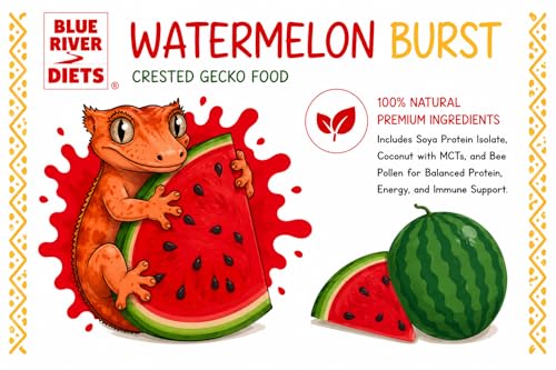 Blue River Diets Crested Gecko Diet | Watermelon Burst | All Natural Low Fat Complete Gecko Food | 2.1oz