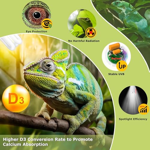 HARTOMPET 5.0 UVB Linear Tube 26W, Tropical Terrarium Lamp for Chameleon, Iguana, Frog, Reptile Habitat Light