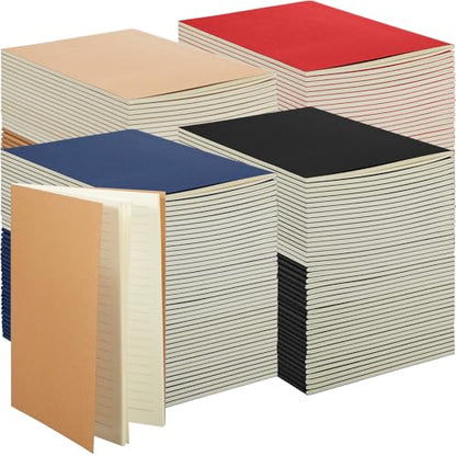 100 Pcs Journals Notebooks Bulk - Kraft Softcover A5 Small Notebooks 5.5 Inch x 8.3 Inch Notepads with 60 Page 30 Sheet for Writing Sketch Travel Office Supplies(Black, Brown, Red, Navy,Lined) - color: Black, Brown, Red, Navy, style: Lined