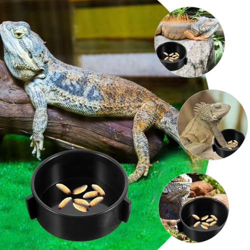 4pcs Ceramic Reptile Feeding Bowls Multi-Function Worm and Water Dish for Bearded Dragon Gecko Terrarium Pet Supplies