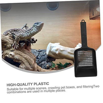 Hemoton 2pcs Reptile Sand Sifter Shovel Durable Litter Cleaner with Ergonomic Handle for Easy Excrement Cleaning Terrariums Black Gray
