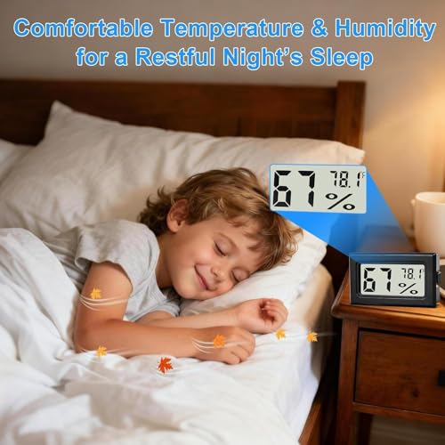 8-Pack Mini Digital Hygrometer Thermometer | Front-View Frame Adhesive, For Mason Jar & Reptile Tank, Humidity Monitor, 12-Month Battery