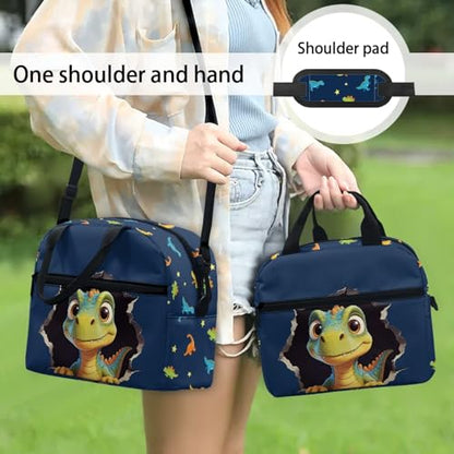 Dinosaur Kids Lunch Bag Insulated Lining - Holds Full Lunch + Snack + Water Bottle - Keeps Cool- Good for Dinosaur Museum Visit, Preschool - color: Dinosaur
