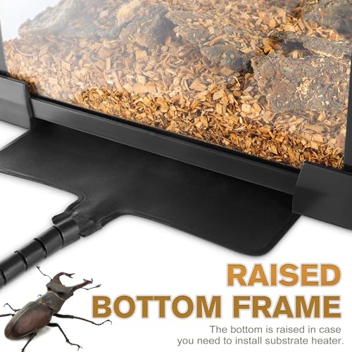Mini Reptile Glass Terrarium Vivarium 8'' x 8'' x 6'', Full View Tank for Small Arthropod Pets Such as Pumpkin Patch Tarantulas, with Feeding Slot & Box Lock Buckle - size: 8"D X 8"W X 6"H