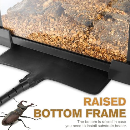 Mini Reptile Glass Terrarium Vivarium 8'' x 8'' x 6'', Full View Tank for Small Arthropod Pets Such as Pumpkin Patch Tarantulas, with Feeding Slot & Box Lock Buckle - size: 8"D X 8"W X 6"H