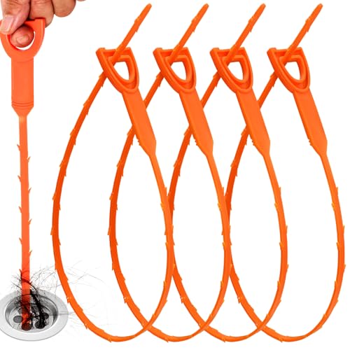 Drain Snake Drain Clog Remover Tool 4 Pack 20 Inch Flexible Hair Removal for Sink Shower Tub and Toilet with Grip Handle Easy Use Kitchen Bathroom Pipe Cleaner- AsonTao - color: Drain clog remover 4Pcs