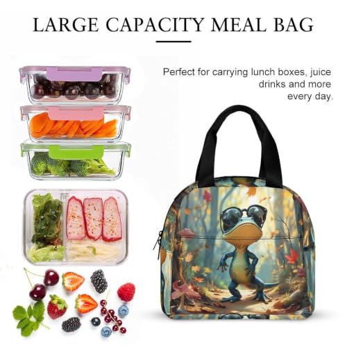 Funny Lizard Lunch Bag for Women Men | Insulated Lunch Box Leakproof Food Meal Containers Reusable Foldable 6L Capacity Lunch Tote Bags for Work Picnic Travel - color: Style 2