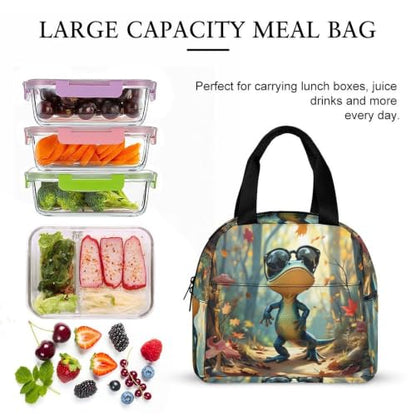 Funny Lizard Lunch Bag for Women Men | Insulated Lunch Box Leakproof Food Meal Containers Reusable Foldable 6L Capacity Lunch Tote Bags for Work Picnic Travel - color: Style 2