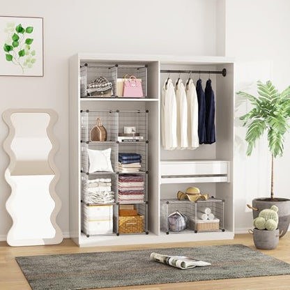 C&AHOME Wire Cube Storage, 12 - Cube Organizer Metal C Grids, Silver Gray | Modular Shelves Units Storage Bins Shelving Bookshelf Shelf Cabinet - color: Silver Gray