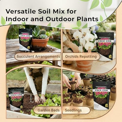 Leaves & Soul Coco Coir for Plants 2.2 Qt Soil Amendment for Potting Soil | Coco Coir for Indoor Plants Retains Moisture, Coconut Coir Improves Drainage, Mix with Garden Soil for Better Aeration & Root - style: Coco Coir Soil Additive (2.2 Quarts)