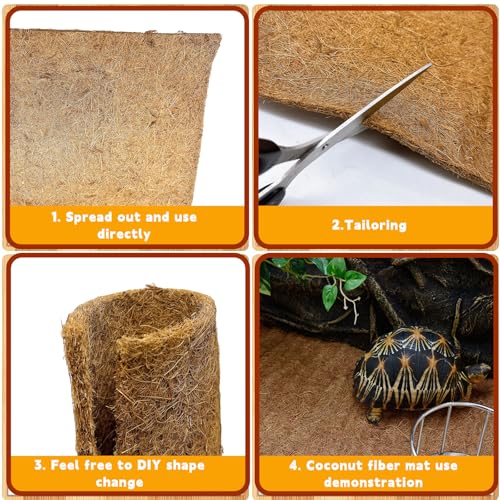Hamiledyi 118x15.7in Reptile Carpet Coconut Fiber Substrate Large Coco Liner Roll Lizard Cage Mat Natural Coco Fiber Bedding for Bearded Dragon Turtles Iguana Tortoise Pad Garden Decoration - size: 15.7x118Inch