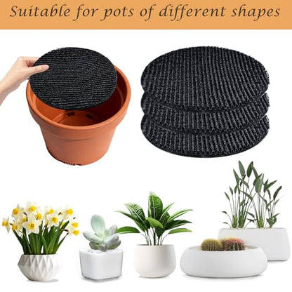 6Pcs 9inch Round Pot Mesh Drainage Discs Double Layer Plant Pot Hole Insert Pads Cutable Bonsai Pot Bottom Grid Mat Mesh Reusable for Indoor Outdoor Potted Plant Prevent Soil Loss Keep Roots Healthy - size: 9inch-6Pcs