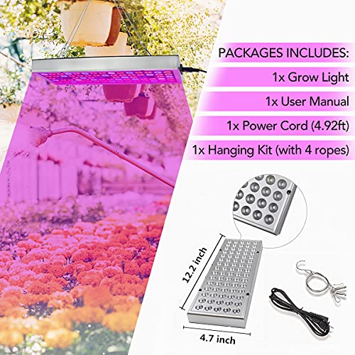 LED Grow Lights, Full Spectrum Grow Lamp with IR & UV LED Plant Lights for Indoor Plants,Micro Greens,Clones,Succulents,Seedlings,Panel Size 12x4.7 inch - size: 12 x 4.7 inches