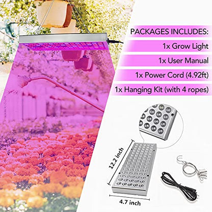 LED Grow Lights, Full Spectrum Grow Lamp with IR & UV LED Plant Lights for Indoor Plants,Micro Greens,Clones,Succulents,Seedlings,Panel Size 12x4.7 inch - size: 12 x 4.7 inches