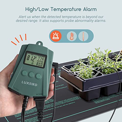 LUXBIRD Digital Temperature Controller LB-2SC, Thermostat Outlet for Reptile Terrarium Greenhouse Grow Tent, 2-Year Warranty, 2-Year Warranty (Green)